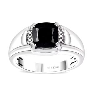 Black Thai Spinel Crafted in a Platinum Bond Over Brass 3.00 ctw